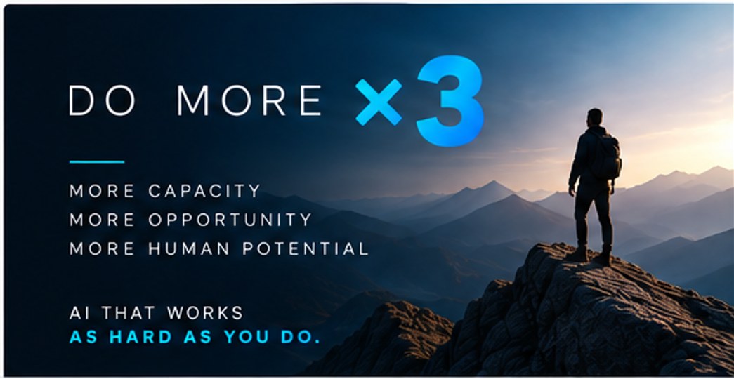 DO MORE ×3 — more capacity, more opportunity, more human potential. AI that works as hard as you do.